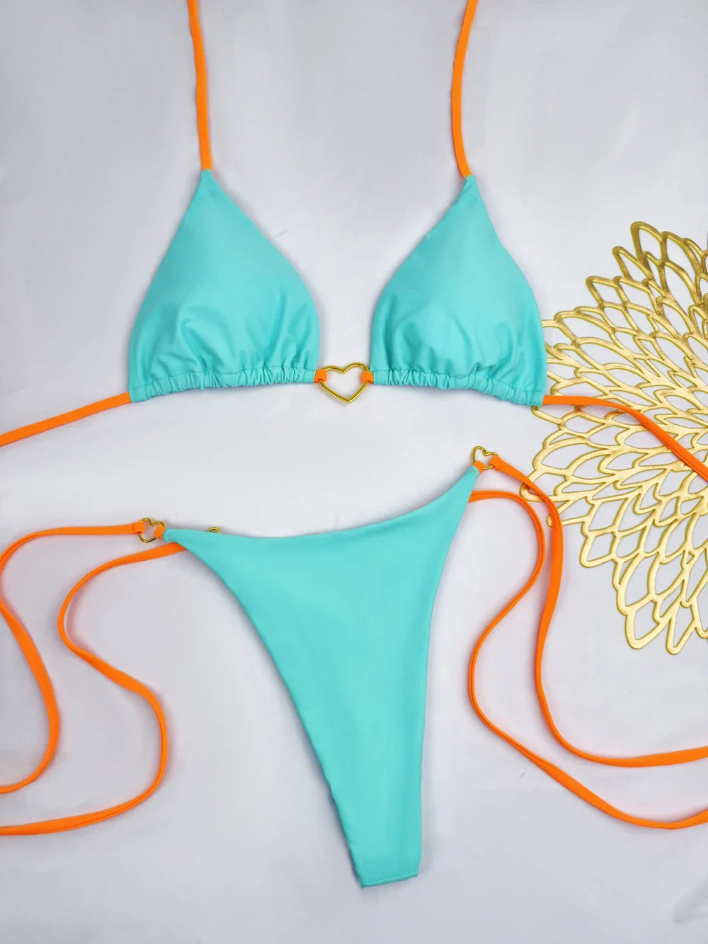 Sexy Halter Solid Color Low Waist Bikini Set Women's Swimsuit Two-piece Triangle Thong Swimwear Bathing Suit Brazilian Biquinis