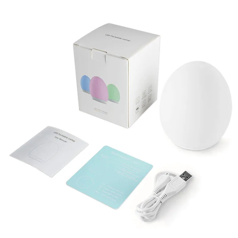 Penguin Egg Colorful RGB Night Light Silicone Baby Sleep Light Tap Change Light Color USB Charging Bedroom Bedhead Night Light