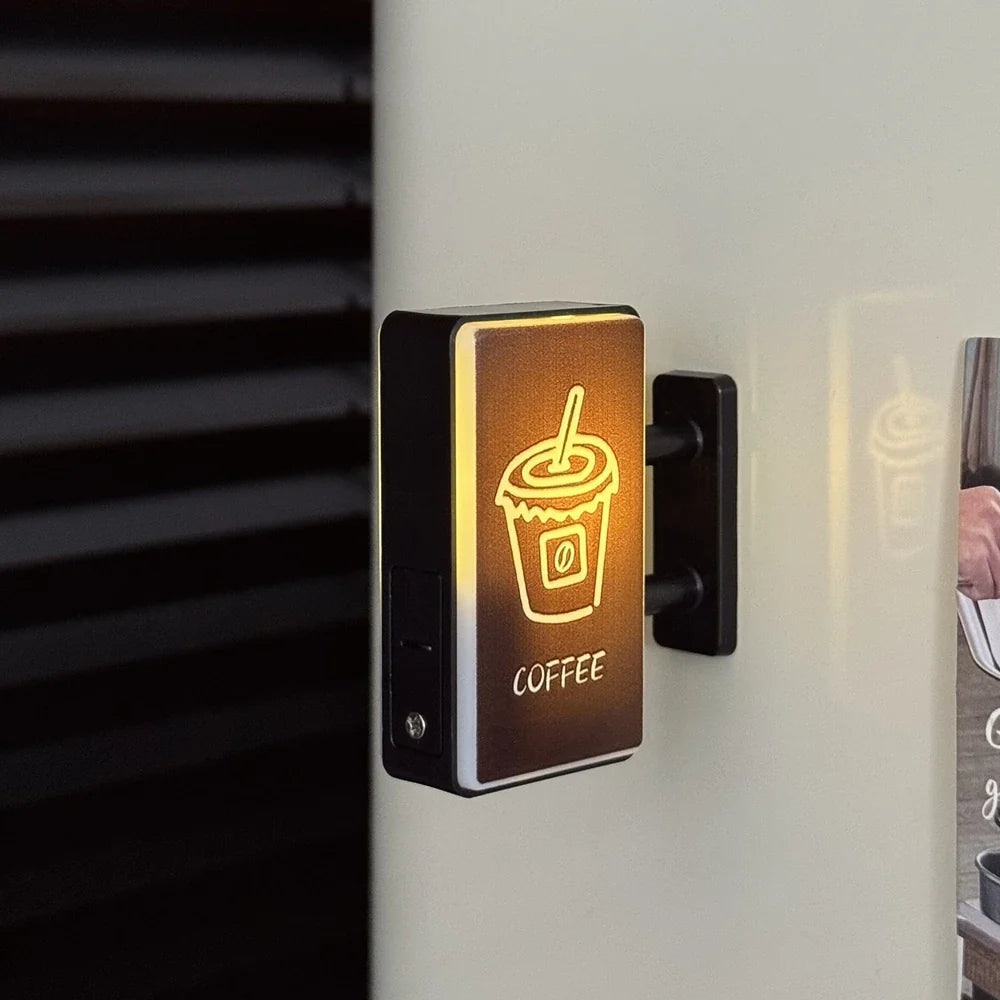 Retro Coffee Corner Refrigerator Magnet Light Fridge Magnet Magnetic Home Miniature Pegboard Coffee Shop Glowing Decoration