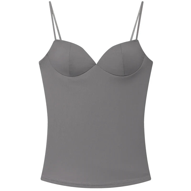 HXAO Burgundy Slip Top Women Summer Sexy Corset Tanks & Camis Fashion Sleeveless Backless Bra Top Chic Elegant Bustier Camisole