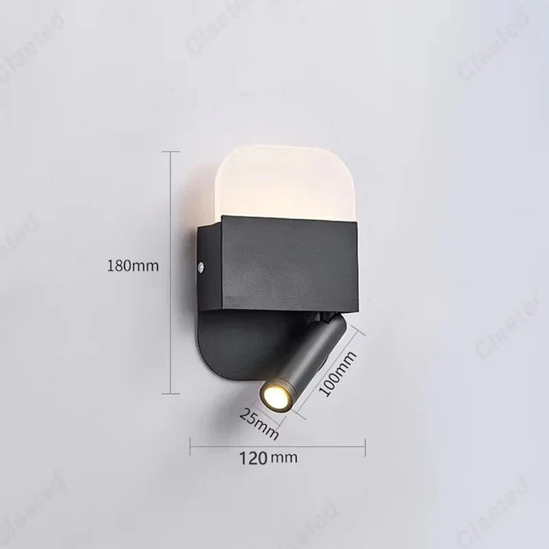 Modern Minimalist Led Wall Lamp USB Charging Indoor Bedroom Lamp Hotel Bedside Reading Lamp Wall Lights Sconce Switch AC 90~240V