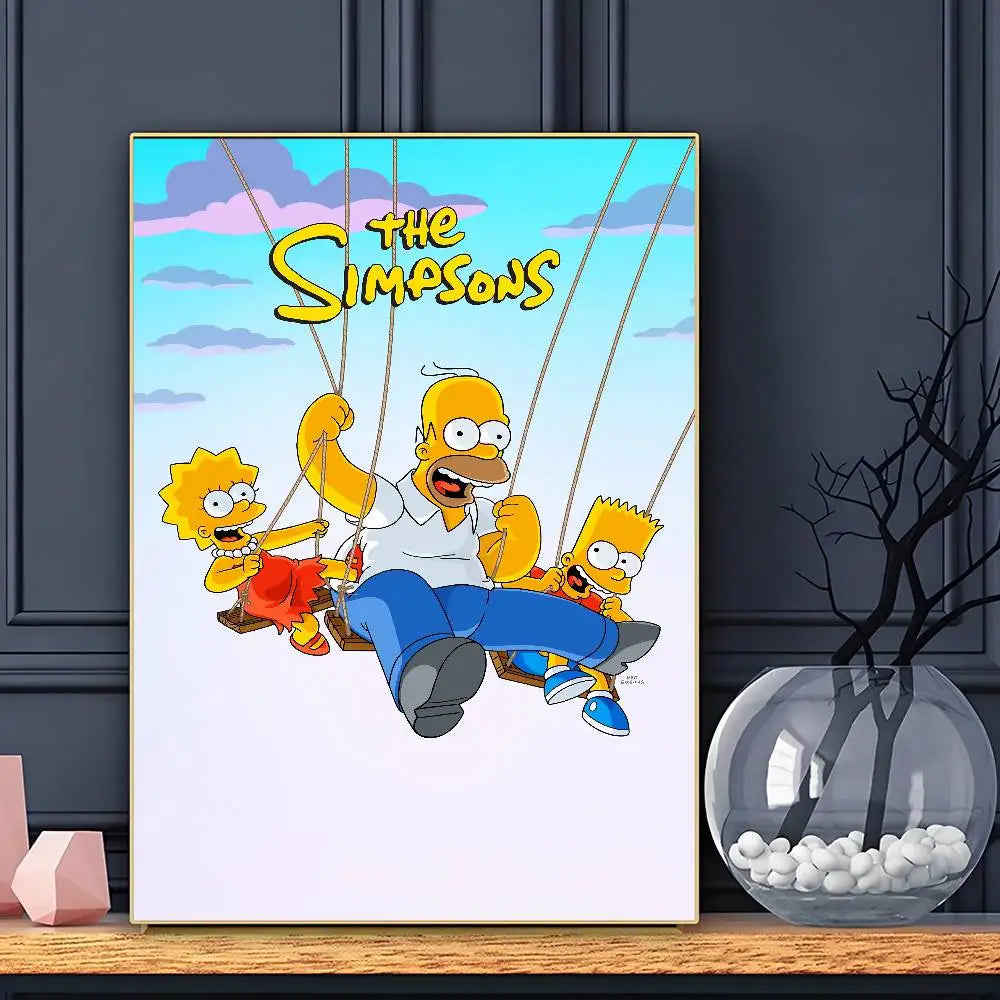 Cartoon Funny The S-Simp-sonsS Poster Sticky Wall Art Printing Waterproof Home Living Bed Room Bar Aesthetic Decor