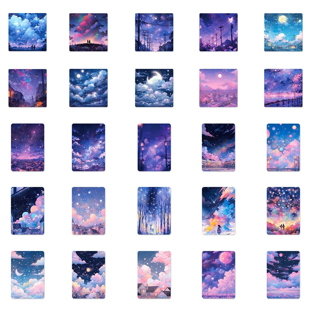 10/30/50pcs Cute INS Style Starry Sky Aesthetic Stickers for Girl Scrapbook Laptop Fridge Suitcase Phone Car Decoration Sticker