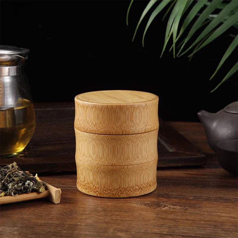 Natural Bamboo Tea Canister Food Storage Box Nut Spice Storage Box Tea Canister Eco-friendly Organizer Jar Kitchen Containers