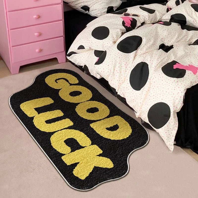 VIKAMAins English Dopamine Imitation Cashmere Carpet Home Decoration Cooling Washable Entryway Carpet Bedroom Door Mat
