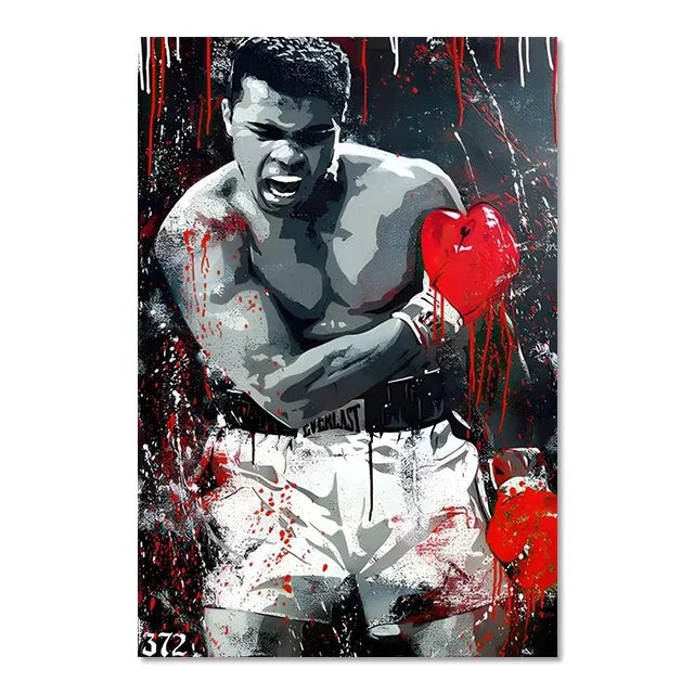 World Boxing Champion Ali Classic Scene Wall Art Poster Boxer Tyson Mural Modern Home Decor Perfect for Living Room Decor
