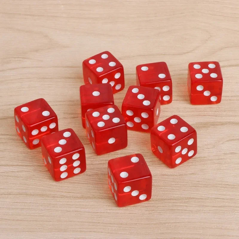 10pcs/set Transparent Dice Right Angle Dice Board Game Accessories 16mm