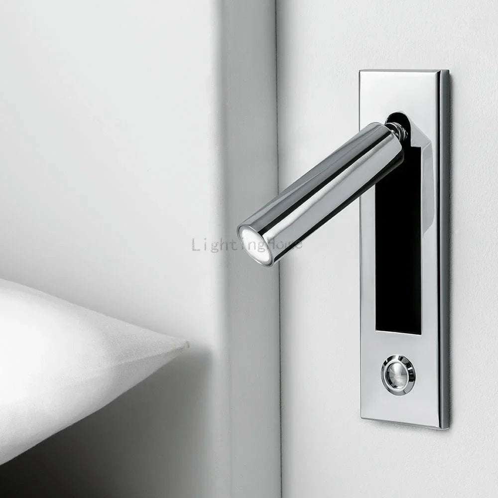 Led Wall Light Night Reading Book Lamp Bed Headboard Lights For Hotel Artistic  Bedside Lamp Push Switch Cree Chip 220V