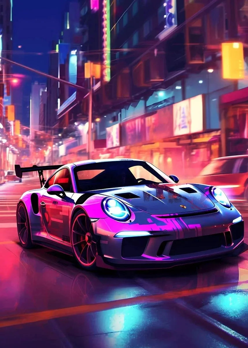 Trending Cars Retro Porsche 911 GT3 RS City Poster and Prints Canvas Painting Wall Art Pictures for Home Living Room Cuadros