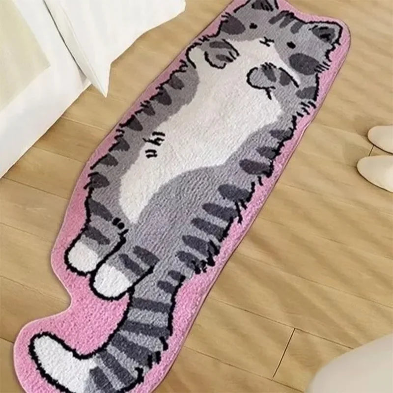 VIKAMA Cartoon Cat Rug - Warm Fuzzy Floor Mat for Living Room, Bedroom, Bedside, Children's Room - Comfortable Home Decor