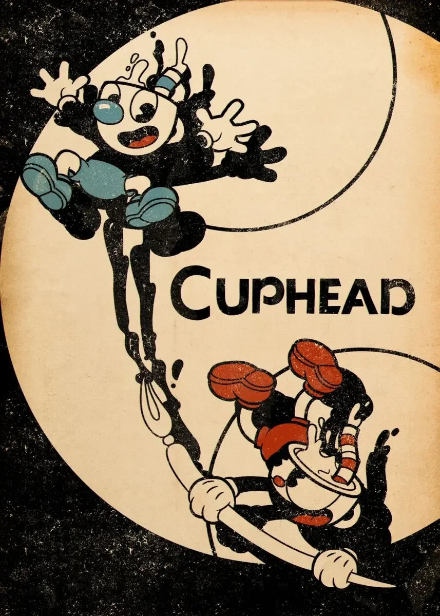 Classic Retro Wall Art Game Anime Cuphead Cartoon Characters HD Canvas Printed Poster Home Living Room Bedroom Decoration