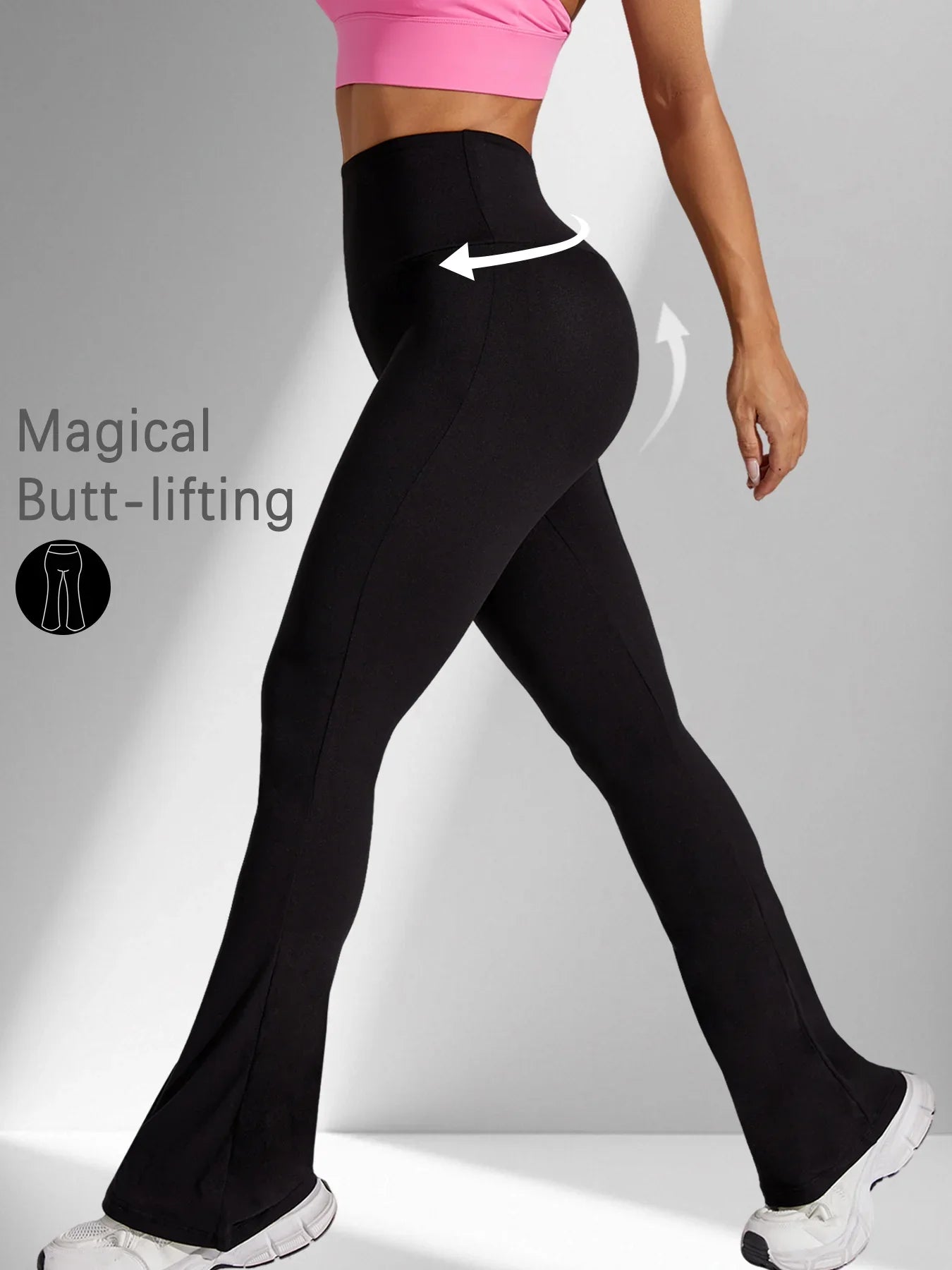 Women's Super Soft Flare Pants High Waisted Tummy Control Workout Yoga Push Up Gym Fitness Long Leggings Bell Bottoms