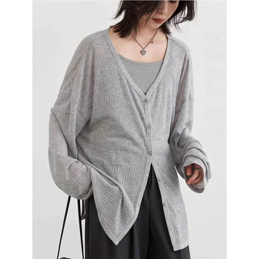 CHIC VEN Women's Cardigan New V-neck Long Sleeved Female Shirt Female Jumpers Sun Protection Woman Top Spring Summer 2026