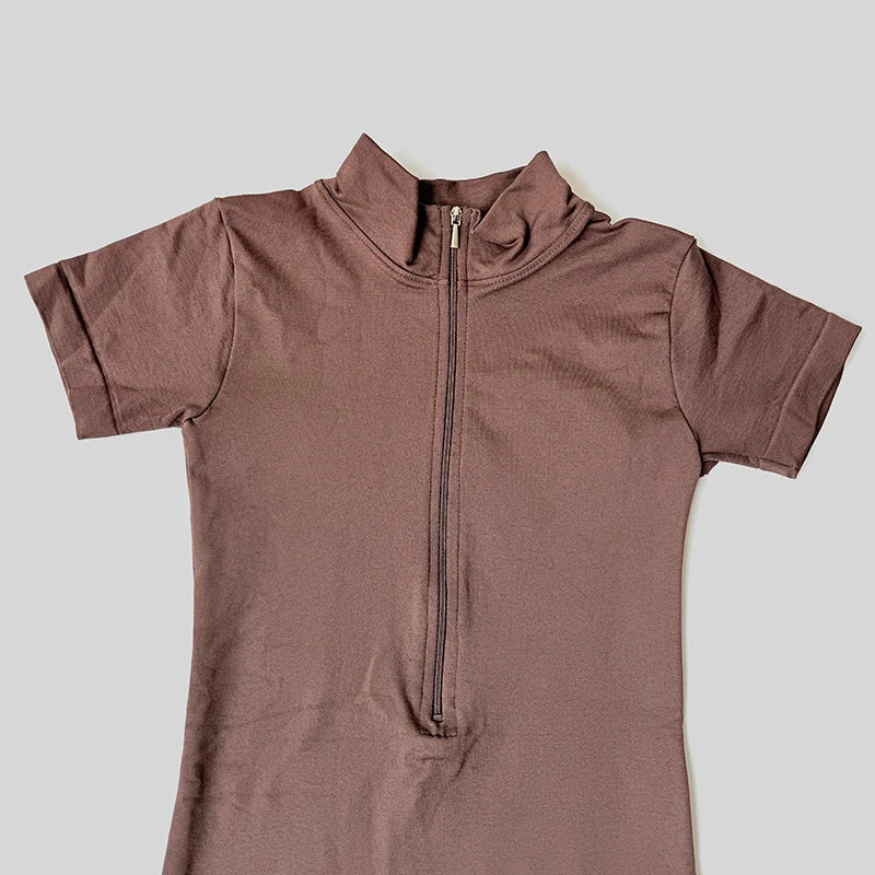 Summer Short Sleeve Zipper Jumpsuit Sports Wear Gym Fitness Sports Bodysuits Women Running Fashion Workout Clothes
