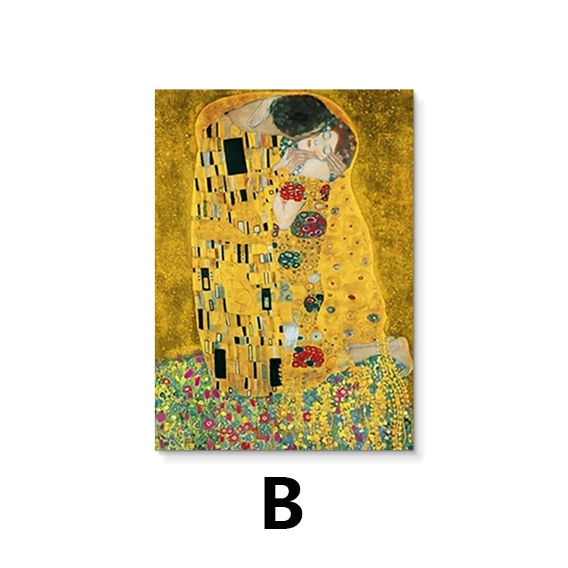 Classic Abstract Wall Art Gustav Klimt The Kiss Oil Painting HD Canvas Print Poster Home Living Room Bedroom Decoration