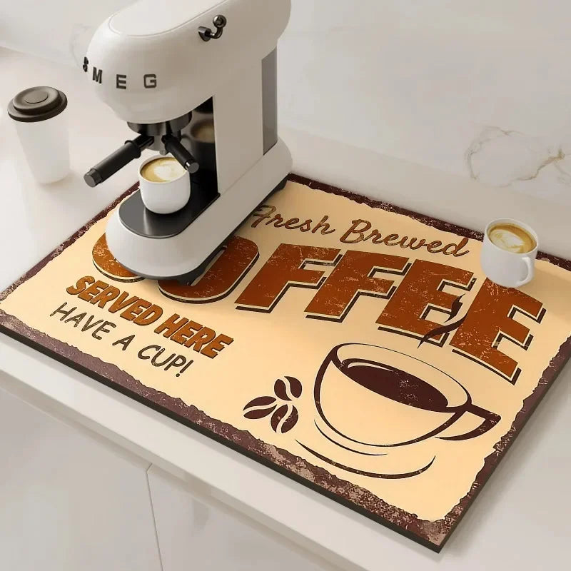 VIKAMA Coffee Machine Absorbent Mat Water and Oil Absorbent Kitchen Dish Drainer Quick-Drying Absorbent Mat Dish Mat Home Decor