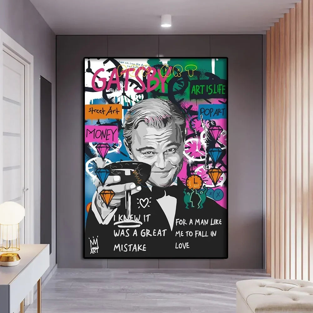 Classic Abstract Wall Art Creative Graffiti The Great Gatsby Canvas Print Poster Home Living Room Bedroom Decorative Painting