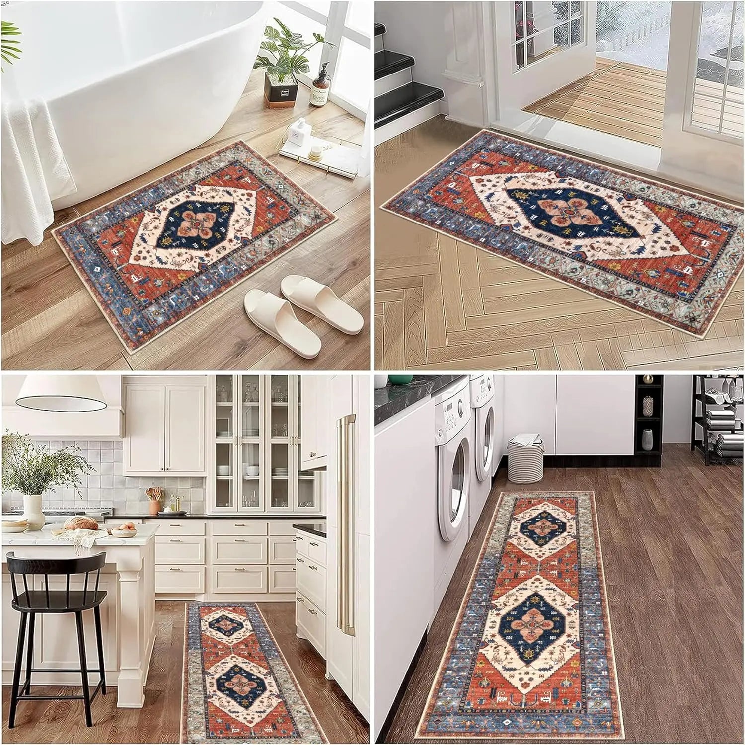 VIKAMA Bohemian Home Decor Carpet, Anti-Dirt And Anti-Slip Kitchen Long Strip Floor Mat, Corridor And Hallway Floor Mat