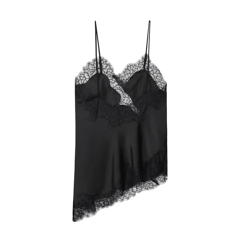 MUJER Black Lace Tops for Women Camisole Sexy Backless Tops Woman 2025 Summer Sleeveless Women's Tops Straps Beach Top Female