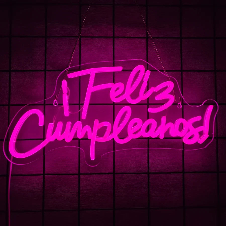 Birthday Theme Neon Sign, Led Letter Lamp Wall Decor, Usb Powered, Home Party, Birthday Party Decor, Easy To Hang.