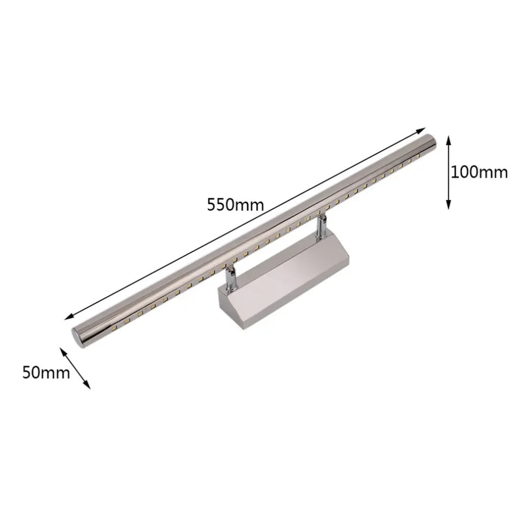 Waterproof 5W LED Stainless Steel Mirror Lamp Rotatable Super Bright SMD5050 LED Light for Bathroom Cabinet with Switch