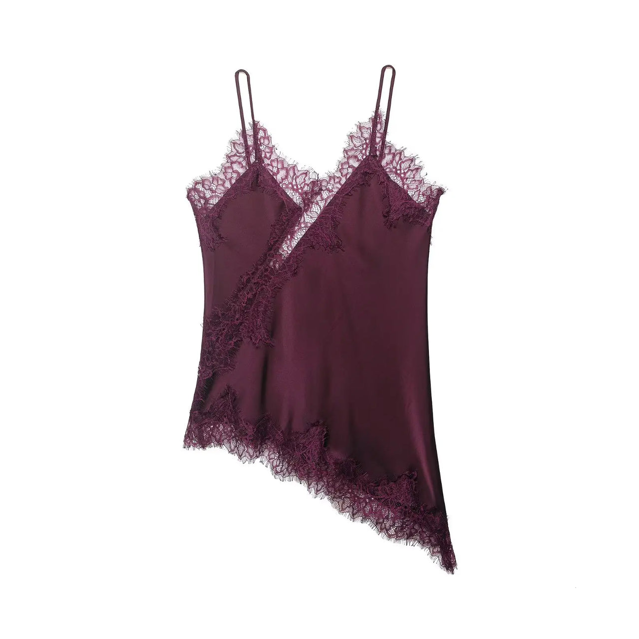HH Sexy Women Asymmetrical Lace Slip Tops Summer Female Backless Sleeveless Off Shoulder Underwear Tanks Elegant Beach Camisole