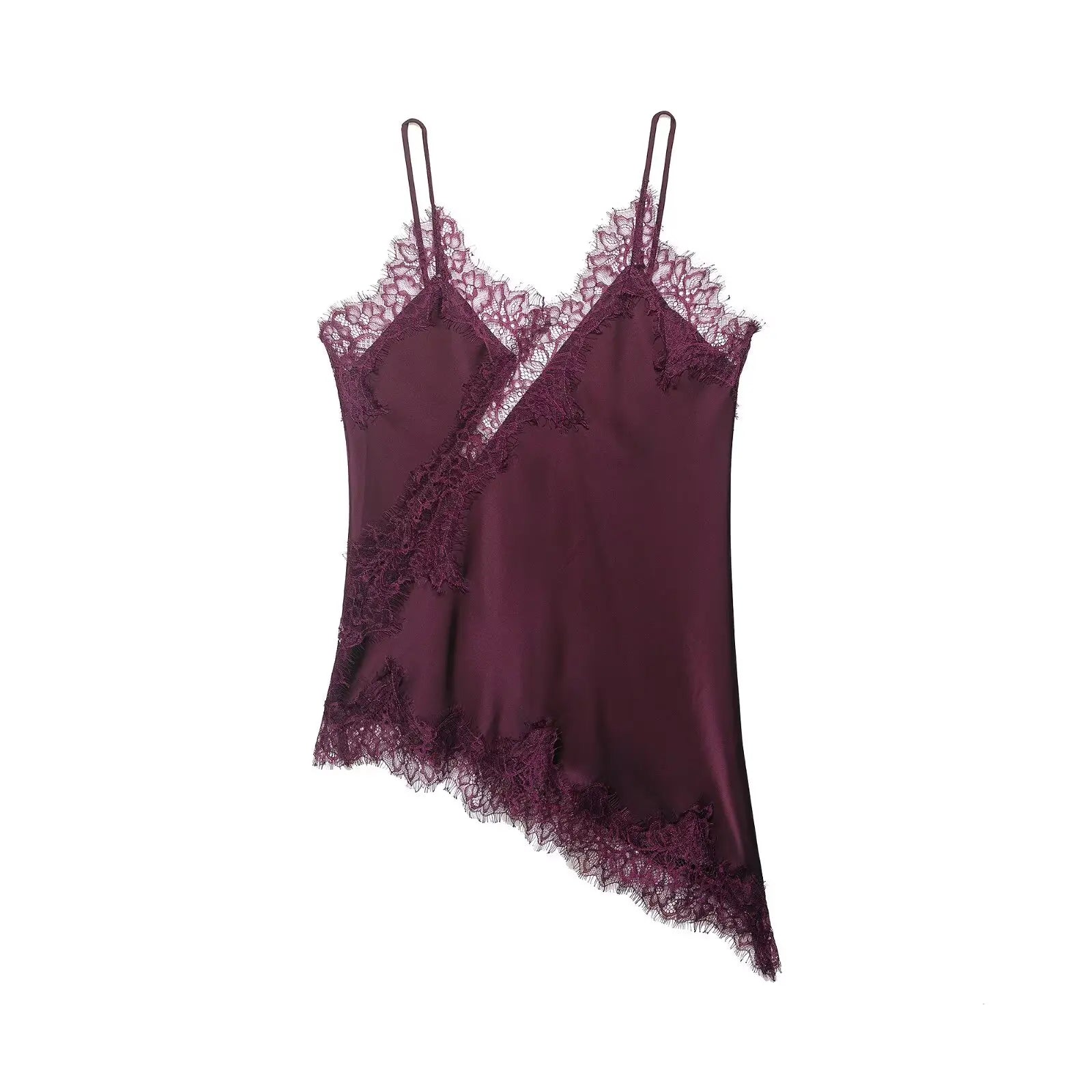 HH Sexy Women Asymmetrical Lace Slip Tops Summer Female Backless Sleeveless Off Shoulder Underwear Tanks Elegant Beach Camisole