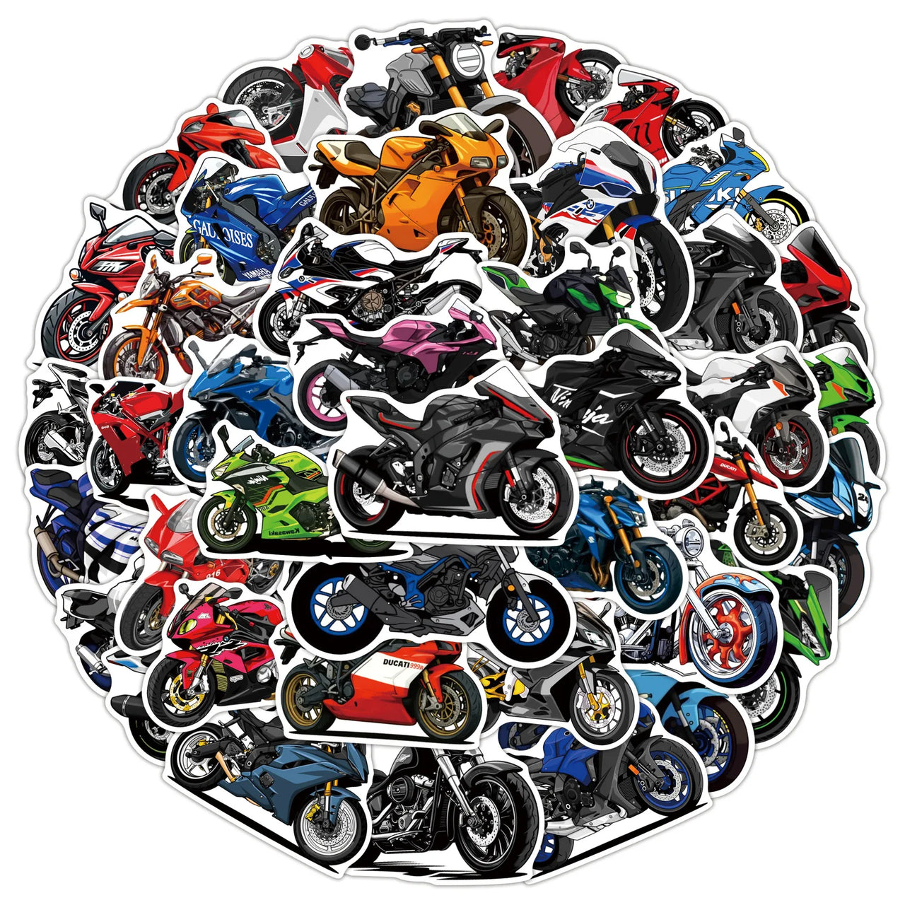 50/100PCS Cartoon Motorcycle Graffiti Stickers Decorative Luggage Notebook Car Waterproof Stationery Stickers