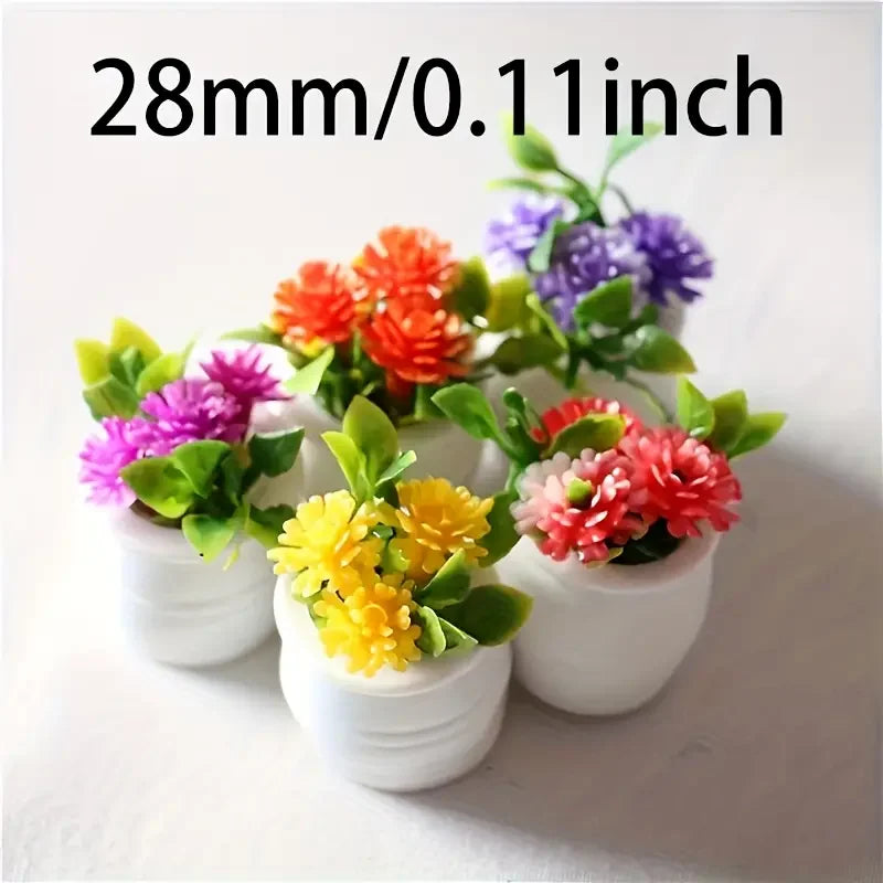 5pcs Mini Flower Pot Decorations Dollhouses Vibrant Artificial Flowers Home Decor Car Mini Flower Pots Holiday Gifts Party Favor