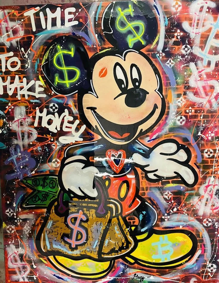 Mickey Mouse Minnie Street Graffiti Canvas Painting Prints Poster Creative Modern Wall Art Pictures Living Room Home Decor