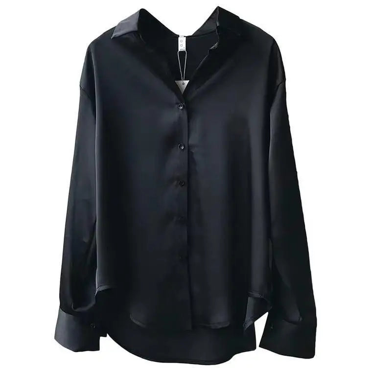 A white shirt for women's autumn and winter, with a unique design sense, is a versatile, retro, Hong Kong-style, elegant, long-s