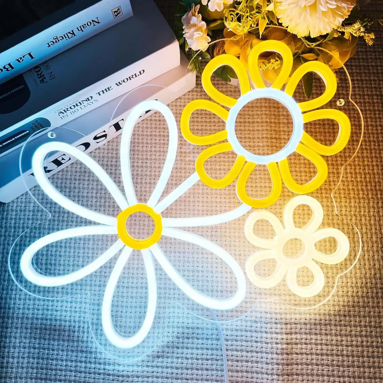 Flower Neon Sign LED Neon Light for Wall Decor for Bedroom Club Party Valentine's Day Birthday Gifts for Girl USB Powered