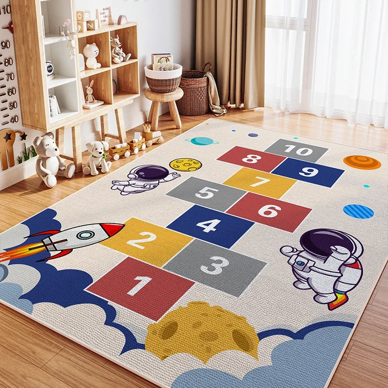 VIKAMA Children's Room Crystal Pile Rug Stain Resistant Washable Bedroom Bed Rug Game Rug Living Room Crawl Mat Home Decor