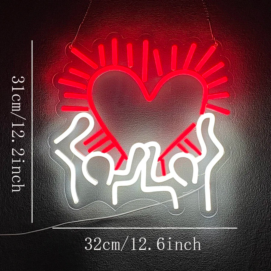 Heart LED Neon Light, Wall Hanging Room Decor, With OnOff Switch, Home Party Wall Decor LED Neon Signs For Unique Rooms