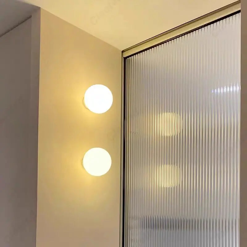 European Modern Minimalist LED Cream Wind Ball Wall Lamp Living Room Corridor Study Bedroom Bedside Lighting