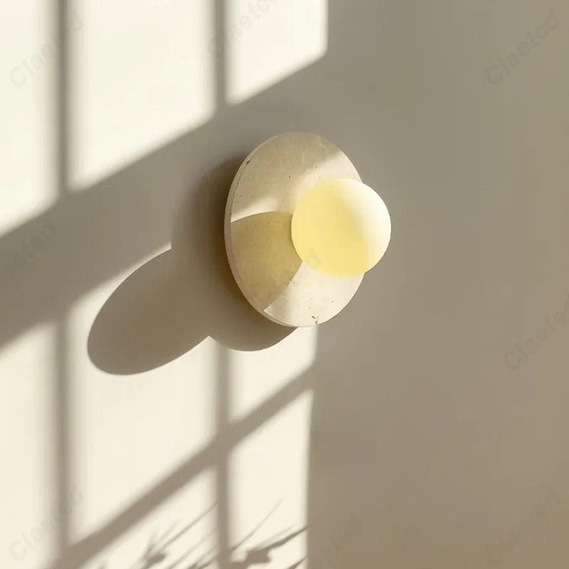 New LED Yellow Cave Stone Round Wall Lamp Living Room Corridor Porch Bedroom Bedside Wall Decorative Lighting
