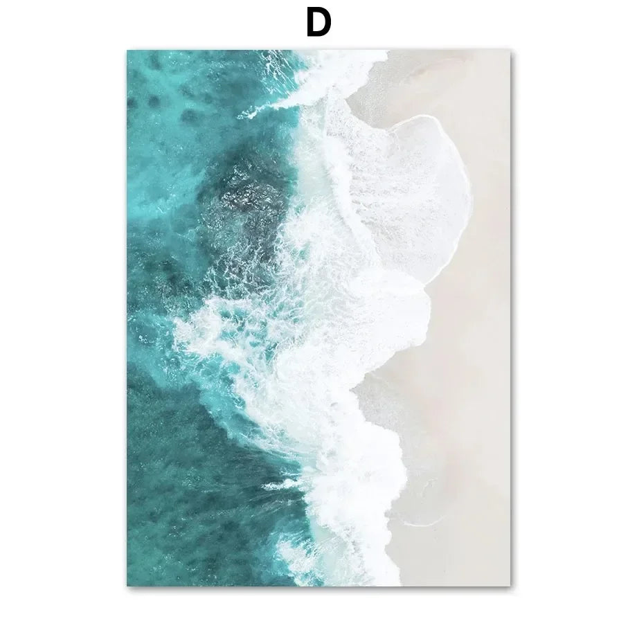 Surfboard Seagull Beach Umbrella Blue Sea Wall Art Canvas Painting Nordic Posters And Prints Wall Pictures For Living Room Decor