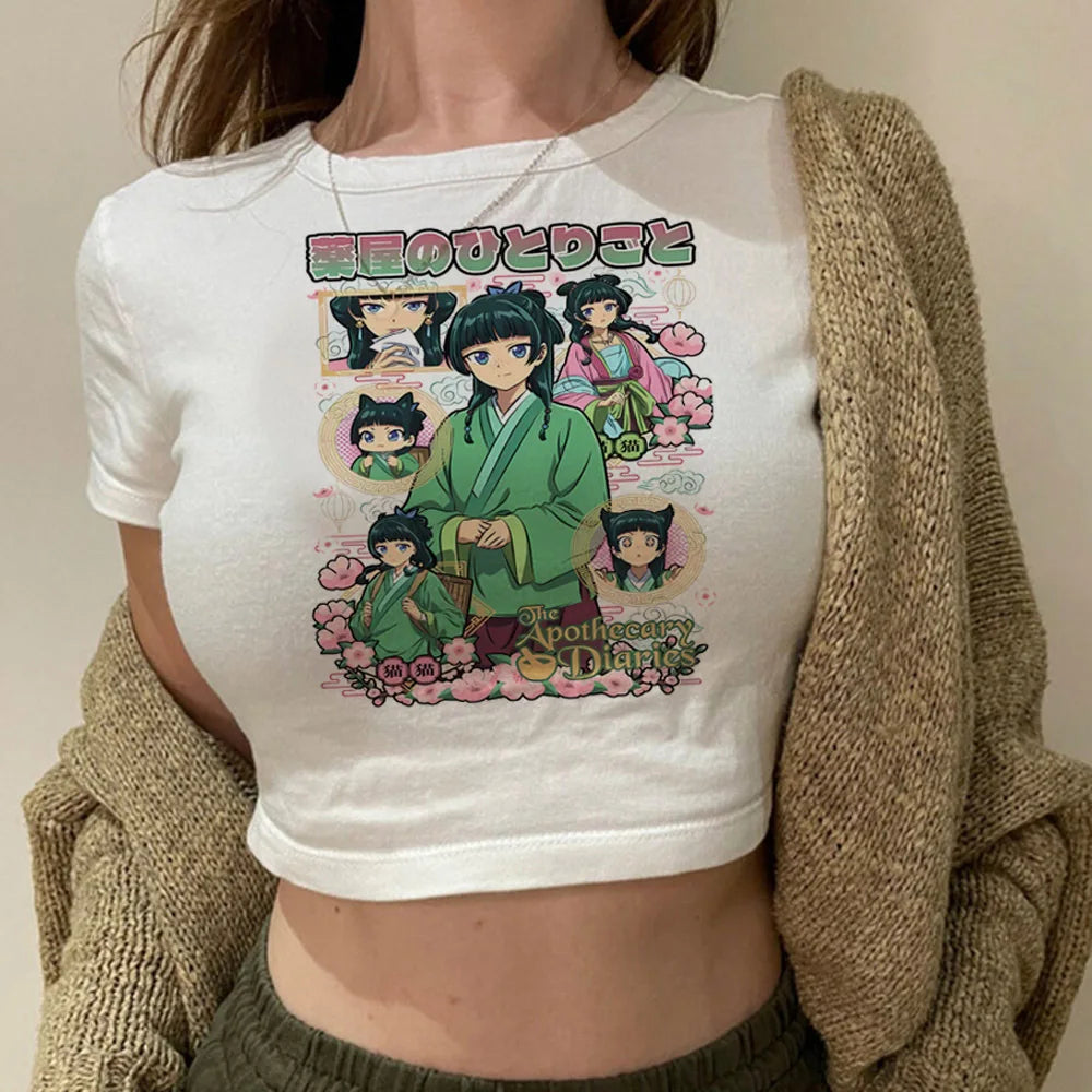 Maomao the Apothecary Diaries crop top y2k cute harajuku Slim Fit Cute babydoll summer girls tees