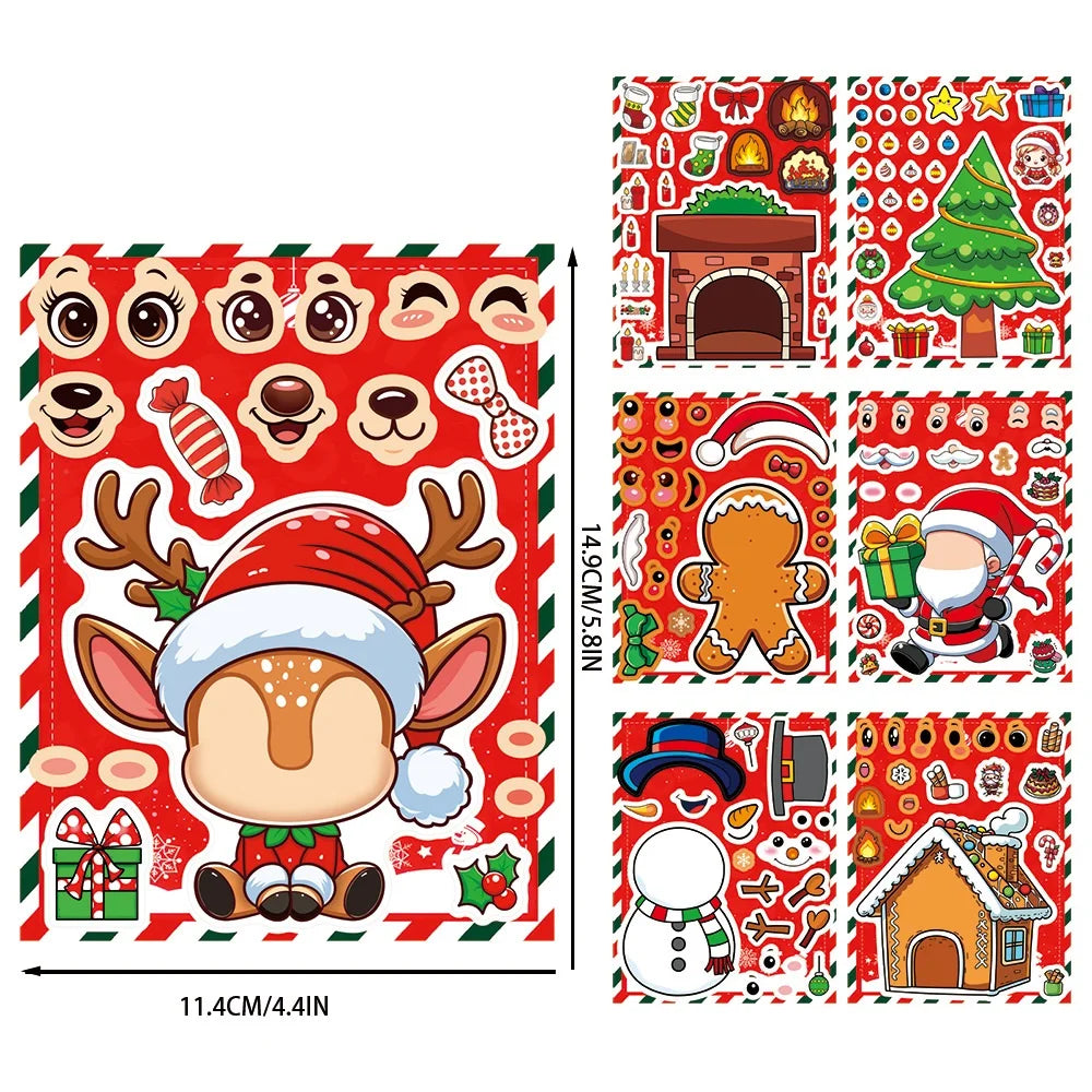 8/16PCS Christmas Puzzle Stickers DIY Stickers Gift Stickers Party Stickers Image Stickers Creative Stickers