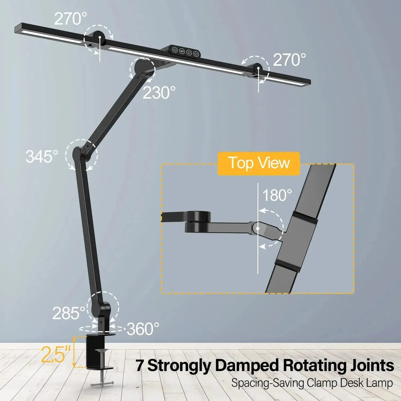 Led Desk Lamp with Clamp Architect Desk Lamp for Home Office 24W Ultra Bright Auto Dimming PC Light Stepless Dimming Table Light