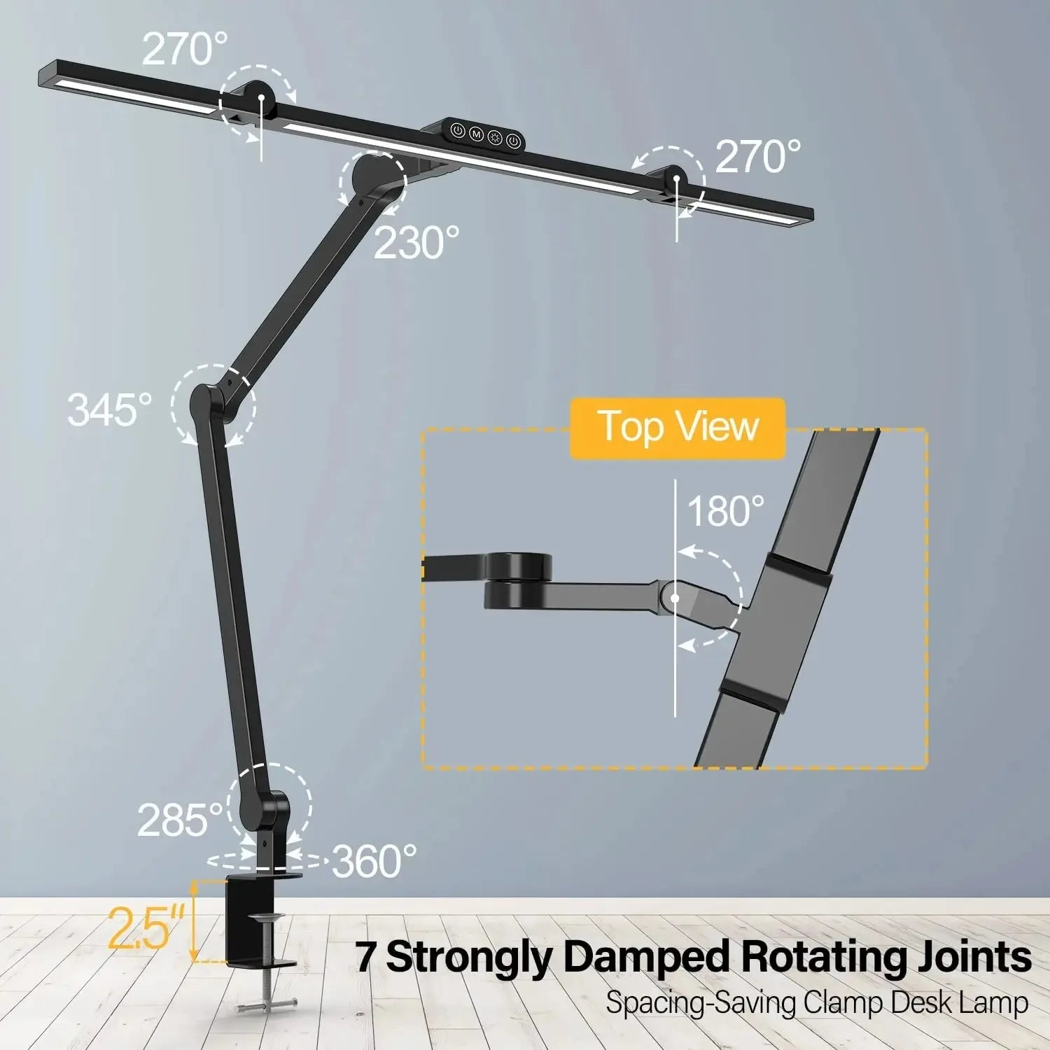 Led Desk Lamp with Clamp Architect Desk Lamp for Home Office 24W Ultra Bright Auto Dimming PC Light Stepless Dimming Table Light