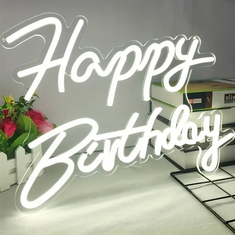 Happy Birthday Neon Sign Neon Happy Birthday Sign for Wall Decor Wall Neon Sign with Dimmable Switch Birthday Party Supplies