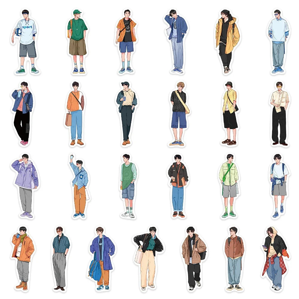 10/30/50pcs Ins Simple Fashion Hand-Painted Men Boy Stickers Laptop Phone Skateboard Notebook Cool Waterproof Sticker Kids Toy