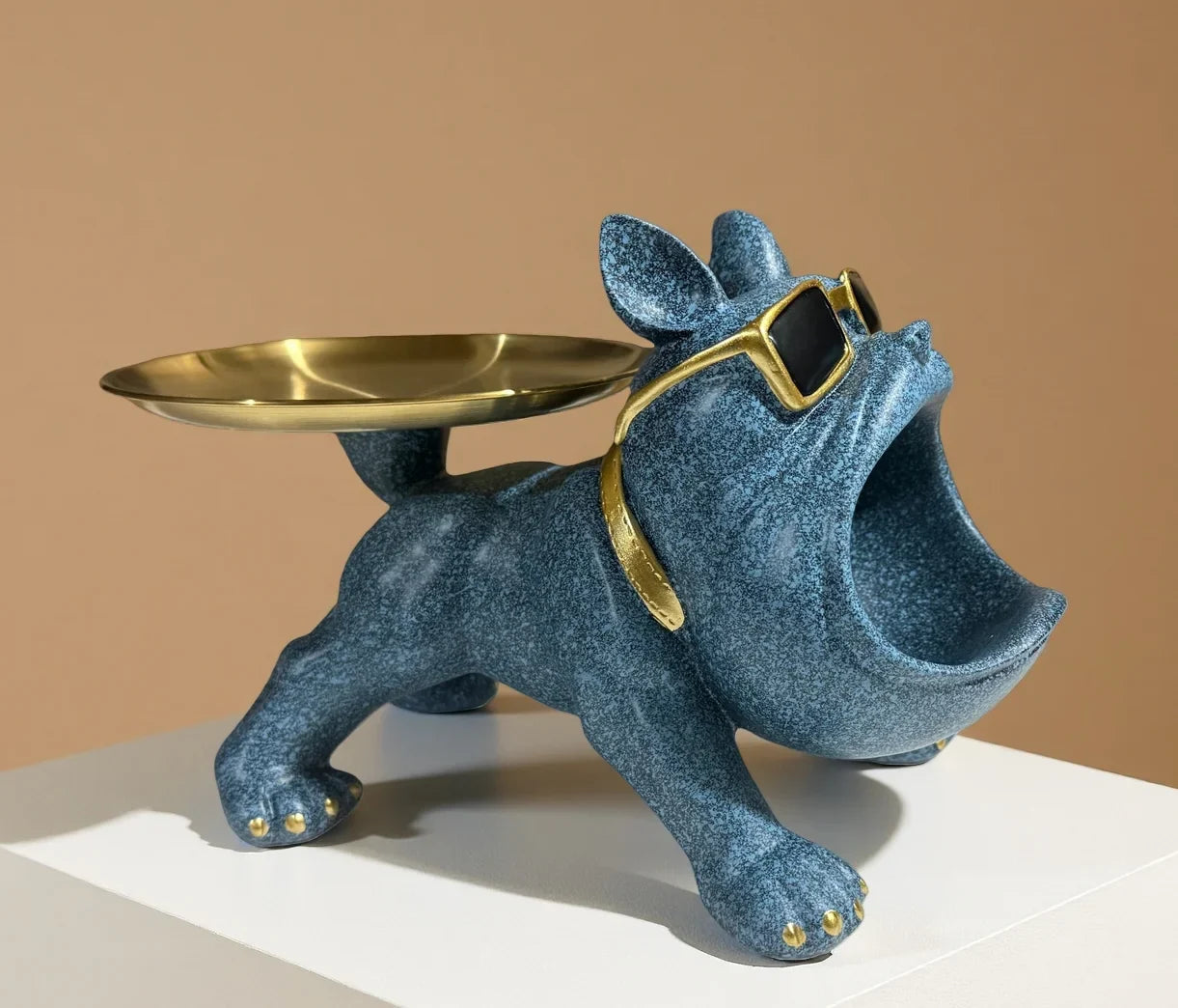 Statue de chien en résine, plateau de rangement de bouledogue, décoration animale, Sculpture d'art artisanal en résine, Sculptur