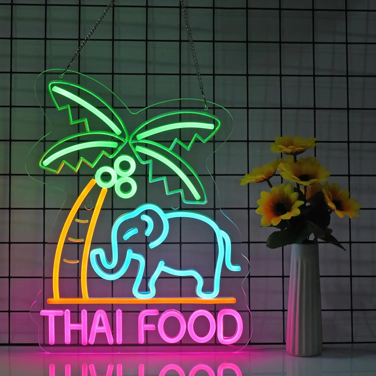 THAI FOOR Neon Sign LED Thailand Neon Light Sign for Shop Signage Shop Indoor Restaurant Bar Sign Shop Decoration USB Powered