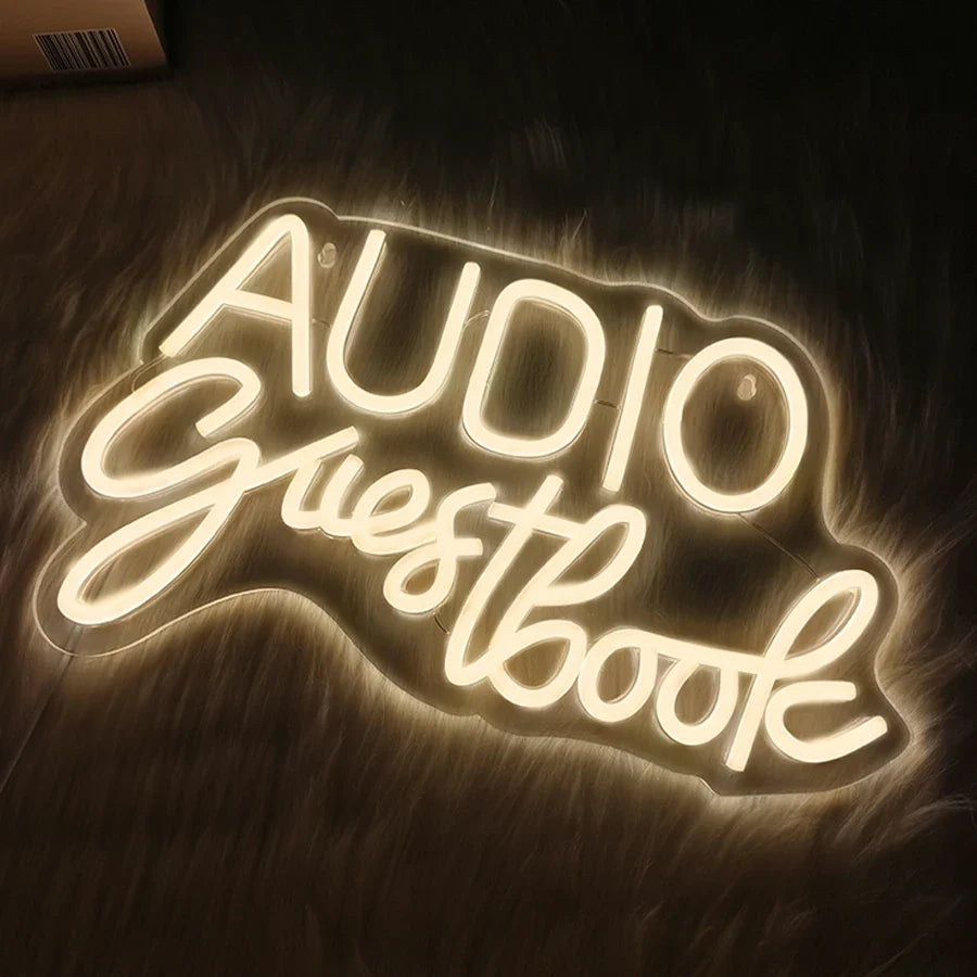 Audio Guestbook Neon Sign, Wedding Message Led Neon Wall Decor, Bedroom, Bar Party, Wedding Scene Luminous Sign Wall Lamp.