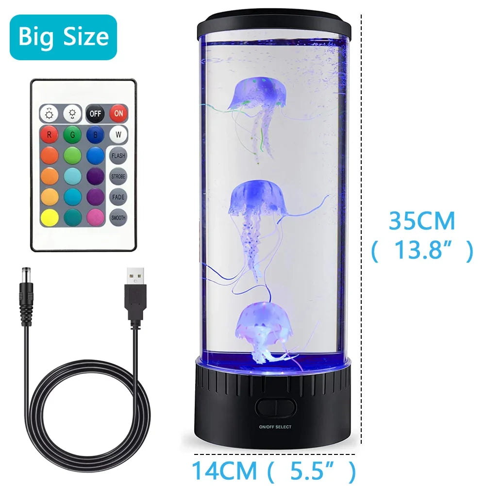 Jellyfish Lamp Color Changing Remote Control  Aquarium Tank LED Night Light Birthday Gift USB Charging Relaxing Mood