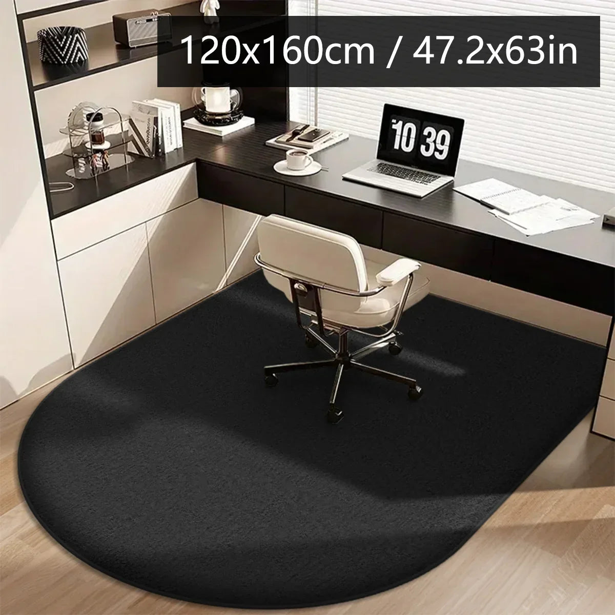 VIKAMA Solid Colour Arched Rug Soft And Non-Slip Office, Study Computer Chair Mat Dressing Table Foot Pad Home Decor