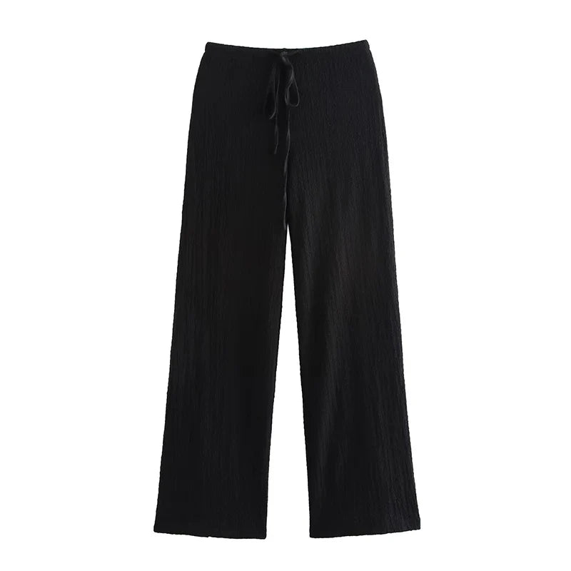 Willshela Women Fashion 2 Piece Set Solid Single Breasted Tank Tops & Vintage HIgh Elastic Waist Pants Female Chic Pants Suit