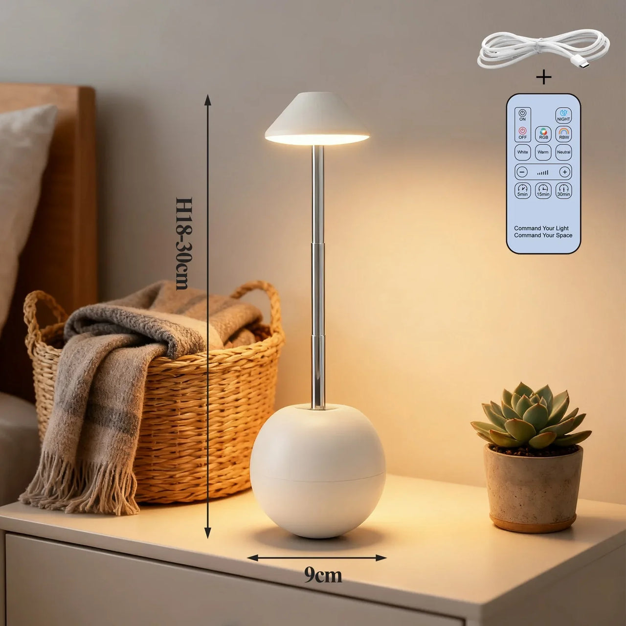LED Touch Desk Lamp with Remote Control Adjustable Height Desk Light RGB Light Suitable for Living Room Bedroom Bedside Lamp